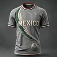 thumbnail image 1 of Mexico Soccer Jersey Men 2026 Soccer Shirt 2D Graphic Crew Neck Short Sleeve Summer Tee Gray M, 1 of 4