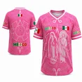 thumbnail image 1 of Mexico Soccer Jersey Men, Men's Light Pink Virgencita & San Juditas Mexico 2026 Soccer Jersey, 2026 Soccer Fan Shirt, Aztec Calendar Graphic Mexican Pride Culture Jersey, 1 of 9