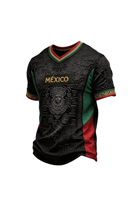 Mexico Soccer Jersey Shirt for Men 2026 World Soccer Game National Team Graphic V Neck Short Sleeve Tee