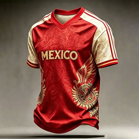 Mexico Soccer Jersey Shirts for Men 2026 Country Team Short Sleeve V Neck 2D Graphic Football Shirt Retro Streetwear Top