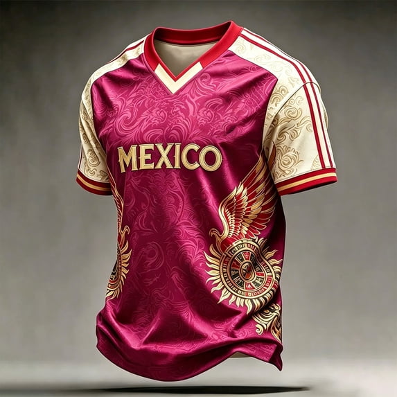 Mexico Soccer Jersey T-Shirt for Men 2026 World Soccer Game National Team 2D Graphic V Neck Short Sleeve Tee