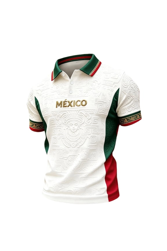 Mexico Soccer Jerseys 2026 Short Sleeve Crew Neck Tops for Men Black Gold Cultural Funny Soccer Graphic Mexican National Team Supporter Athletic Daily Casual Top shirts,White L