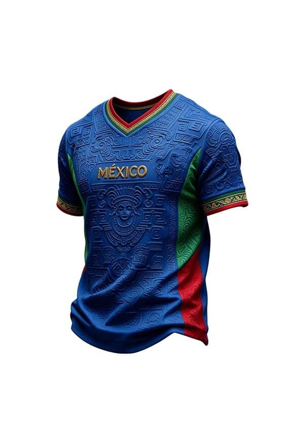 Mexico Soccer Jerseys Crew Neck Men Short Sleeve Tops 2026 Black Gold Cultural Funny Soccer Graphic National Mexican Fan Sport Daily Outfit tops tees,Blue S