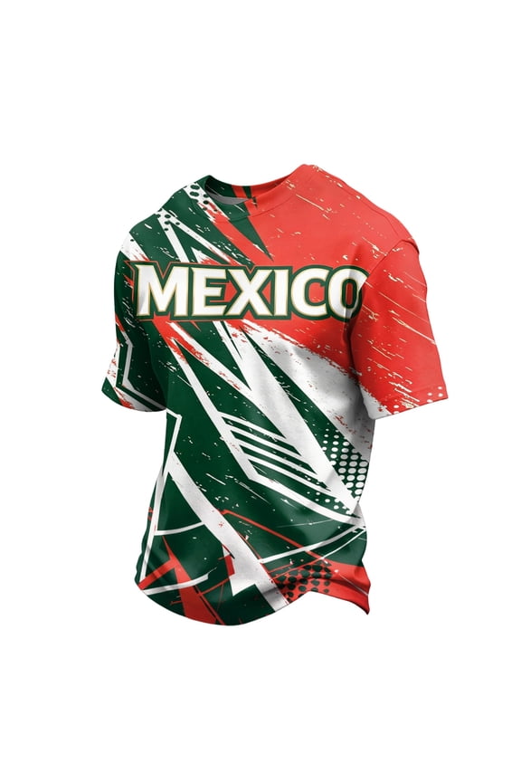 Mexico Soccer Jerseys Men’s Black Gold Cultural Funny Football Graphic 2026 Short Sleeve Crew Neck Mexico Soccer Tops Soccer Watch Party Jersey,Vermilion XL