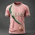 thumbnail image 1 of Mexico Soccer Jerseys for Men Casual Short Sleeve Crew Neck Soccer Shirts Retro Streetwear Top Dark Pink L, 1 of 4