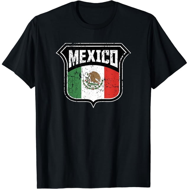 Mexico Soccer Vintage Country Flag Crest Shield Mexican Cotton TShirt