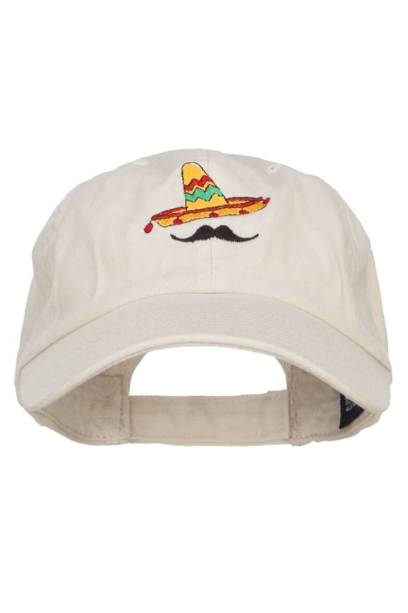 Mexico Sombrero Mustache Embroidered Low Cap - Putty OSFM