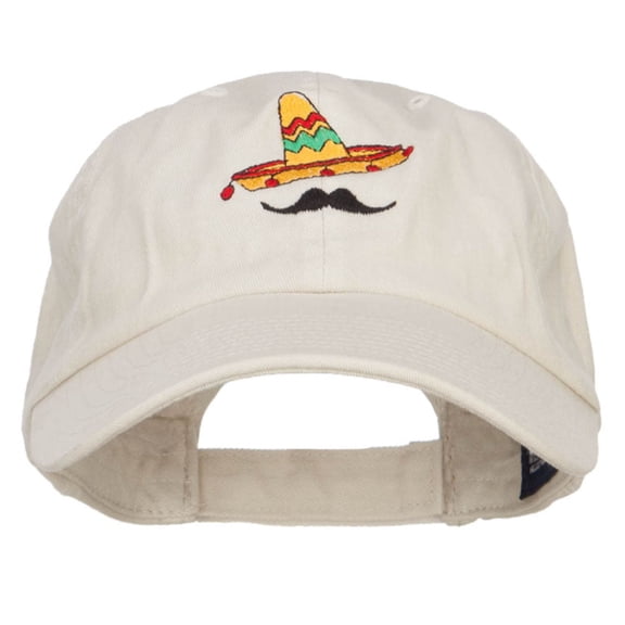 Mexico Sombrero Mustache Embroidered Low Cap - Putty OSFM