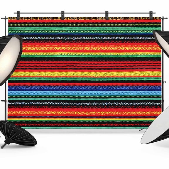 Mexico Stripes Backdrop for Photoshoot,Photography Photo Studio Background Wall Backdrop,Colored Abstract Striped Orange Red Boho Back Drop Banner Panel for Portraits Wedding Live Streaming 12x8Ft