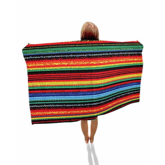 Mexico Stripes Beach Towels Oversized Super Absorbent, Colored Abstract Striped Orange Red Boho Lightweight Bath Towel Quick Dry Sets For Bathroom/Pool/Rv Camping/Beach Play/Gym Room/Picnic 23"x47"