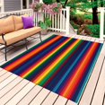 thumbnail image 1 of Mexico Stripes Outdoor Rug 3x5 Ft, Non Slip Washable Area Rug, Colored Red Blue Green Bohemia Geometric Patio Rugs Carpet Runner, Large Floor Mat for Indoor/Outdoor Deck Porch Camping, 1 of 8