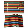 thumbnail image 1 of Mexico Stripes Placemats Set of 8 Colored Abstract Striped Orange Red Boho Place Mats Indoor Wipeable Table Mats Washable Cloth Dining Table Placemats for Kitchen Holiday Party Home Decor 13x19 Inch, 1 of 9