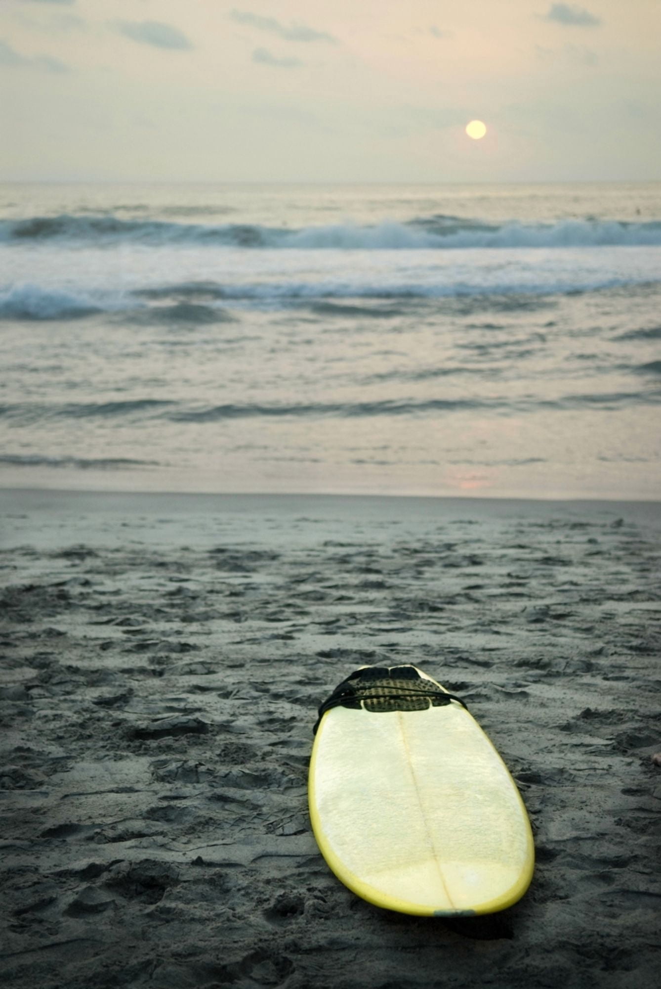 Mexico Surfboard Lying On Sand Canvas Art - Helene Cyr Design Pics (24 x 38)