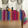 thumbnail image 1 of Mexico Tablecloth 60x84 Inch Rectangular, Halloween Cinco De Mayo Fiesta Pink Stripes Washable Seasonal Table Cover for Party Picnic Dinner Decor, 1 of 1
