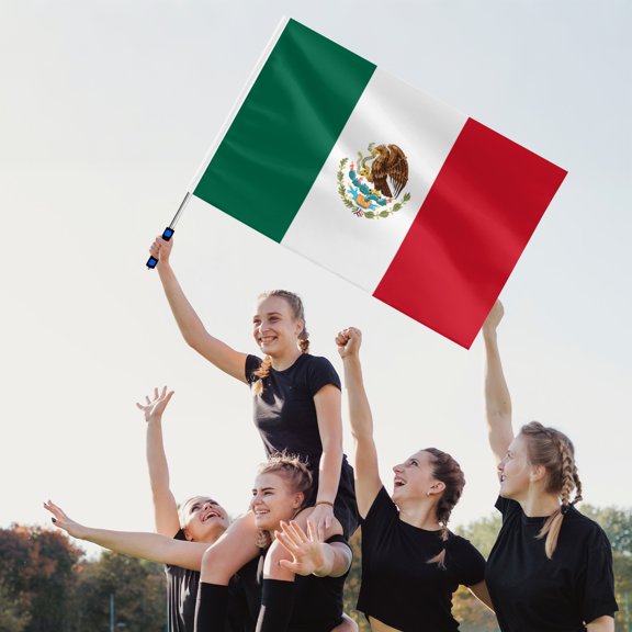 Mexico Telescoping Fan Flag – 1.6m Extendable Pole & Large National Banner with Eagle Emblem for Soccer Matches & Celebrations