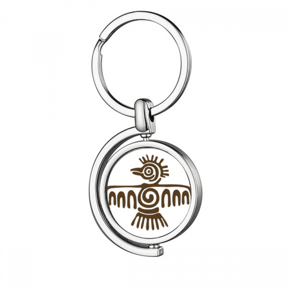 Mexico Totems Bald Eagle Ancient Civilization Rotating Keychain Metal Keyring Holder