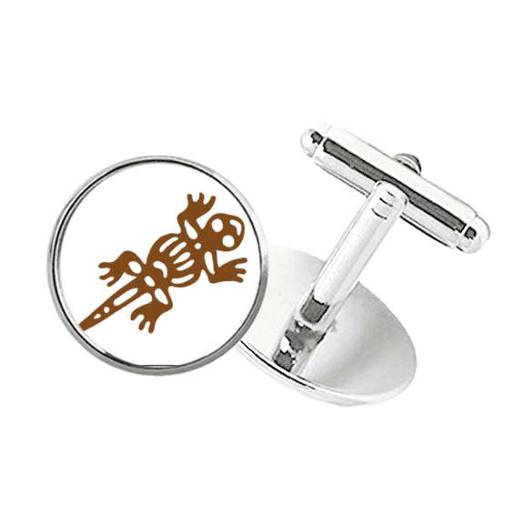 Mexico Totems Gecko Lizard Ancient Civilization Round Button Cuff Clip Stud Cufflinks