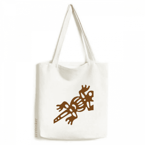 Mexico Totems Gecko Lizard Ancient Civilization Tote Canvas Bag Shopping Satchel Casual Handbag