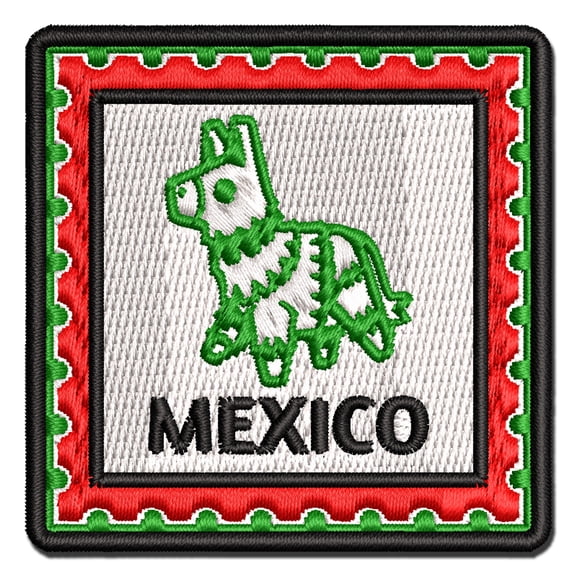 Mexico Travel Donkey Pinata Applique Multi-Color Embroidered Hook & Loop Patch - 2.0 Inch Mini