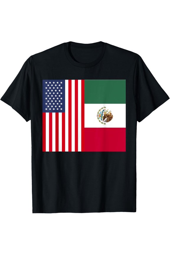Mexico USA America Flag Born Raised Half Mexican American T-Shirt