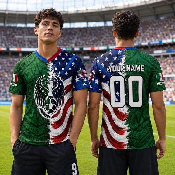 Mexico USA Soccer Jersey 2026 - Custom Name Number Football Fan Shirt - Personalized Futbol Sportswear Jersey Gift for Men Women