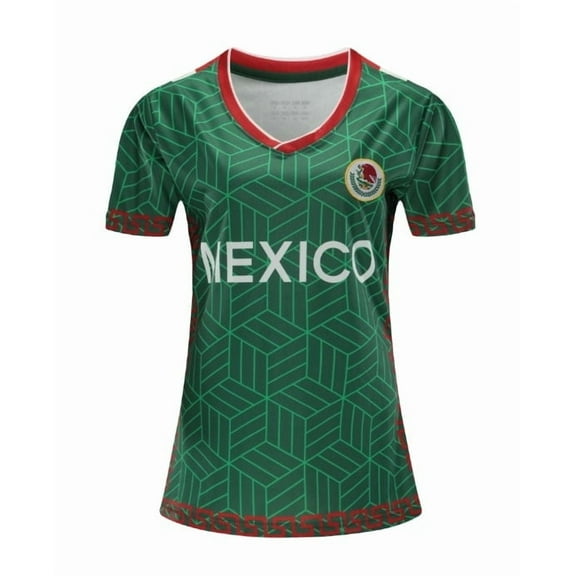Mexico Women Sports Fans Jersey Soccer Outdoor Short Sleeve Athletic Slim Fit Activewear Tops T-Shirts Green M