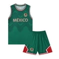 thumbnail image 1 of Mexico Youth Boys Basketball Jerseys Outdoor Sport Fans Activewear Training Jerseys Sleeveless Tank and Shorts Set Green L, 1 of 7