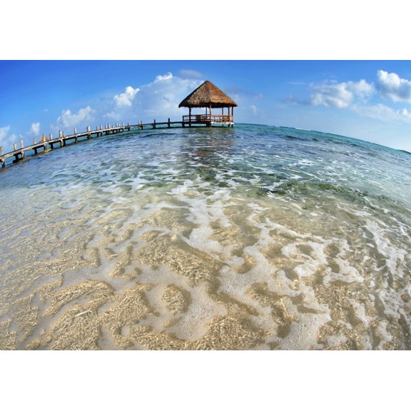 Mexico Yucatan Peninsula Tulum Pier Over Turquoise Ocean Canvas Art - M Swiet Productions  Design Pics (18 x 13)