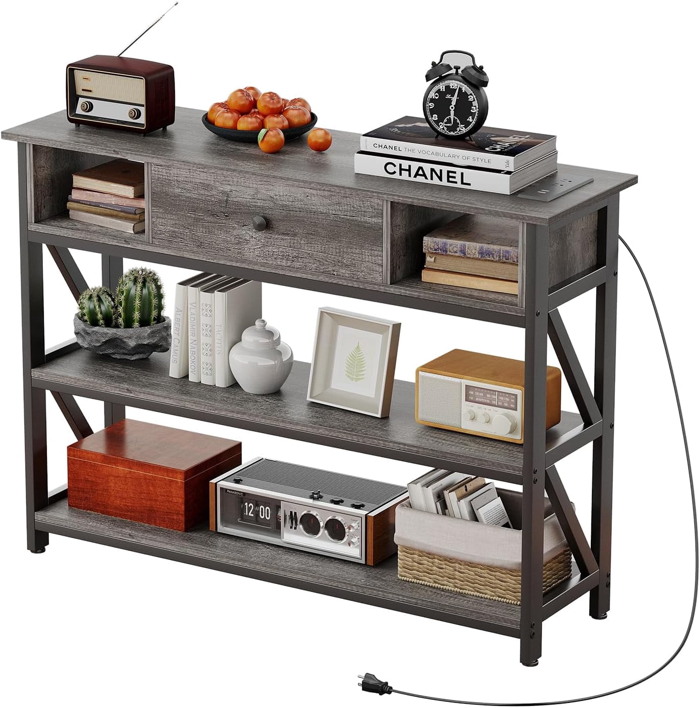 Mexin 39 Inch Console Table with 2 Outlet and 2 USB Ports, Entryway ...