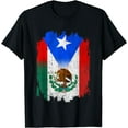 thumbnail image 1 of Mexirican Mexico Flag Puerto Rico Flag Boricua Chicano T-Shirt Black 4X-Large, 1 of 4