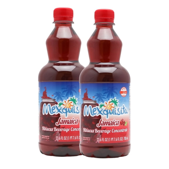 Mexquisita Hibiscus Concentrate, Liquid Beverage Mix for Agua Fresca and Iced Teas, 23.6 oz Bottles, 2 pack