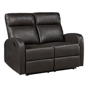 Mey Wall Hugger Manual Recliner Loveseat- Dark Brown Faux Leather 50 Inch