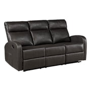 Mey Wall Hugger Manual Recliner Sofa- Dark Brown Faux Leather 71 Inch