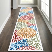 MeyJey 2'x10' Runner Rug for Hallways, Traditional Non Slip Machine Washable Area Rugs Vintage Floor Carpet for Bedroom/Living/Laundry Room, Cream/Tan