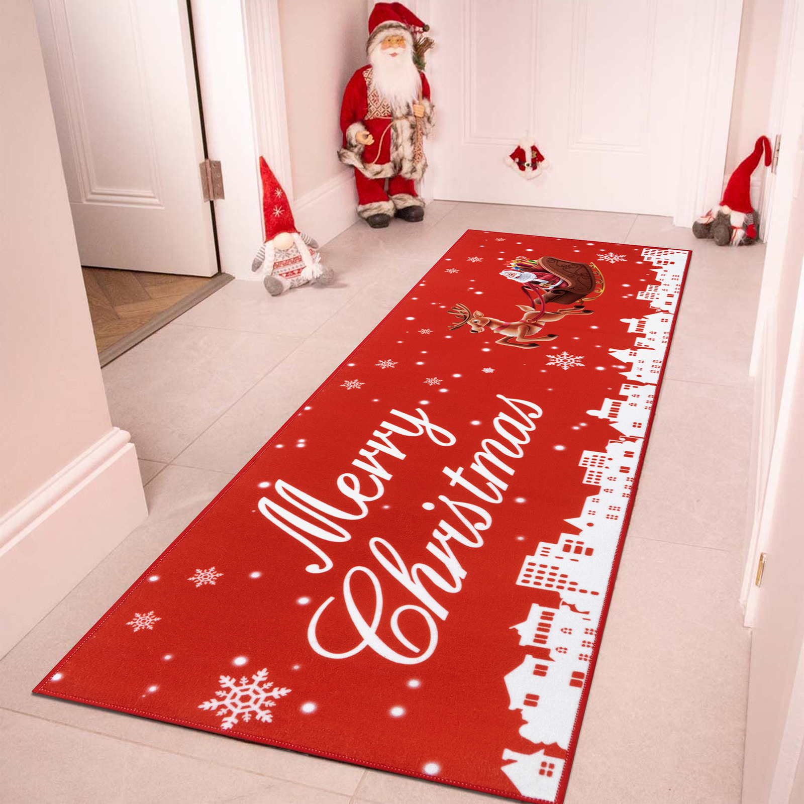 MeyJey 2'x6' Christmas Runner Rug, Non Slip Low Profile Indoor
