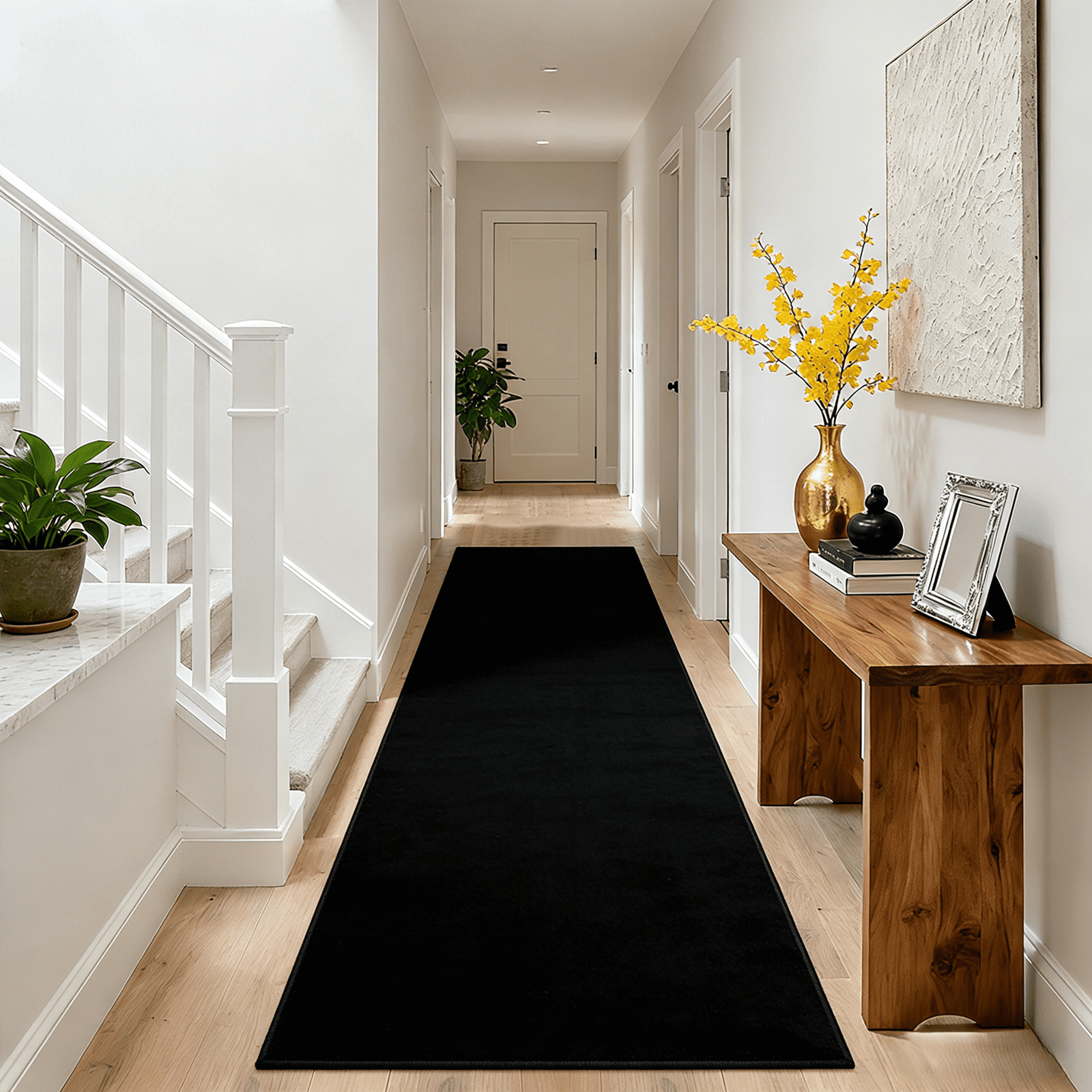 MeyJey 2'x8' Runner Rug Non Slip Washable Hallway Rug for Kitchen/Laundry Room, Black