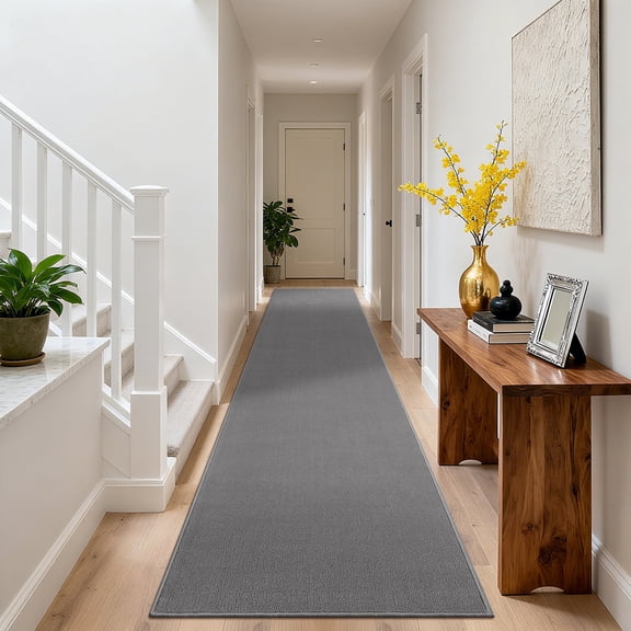 MeyJey 2'x10' Runner Rug Non Slip Washable Farmhouse Hallway Rug for Kitchen/Laundry Room, Gray