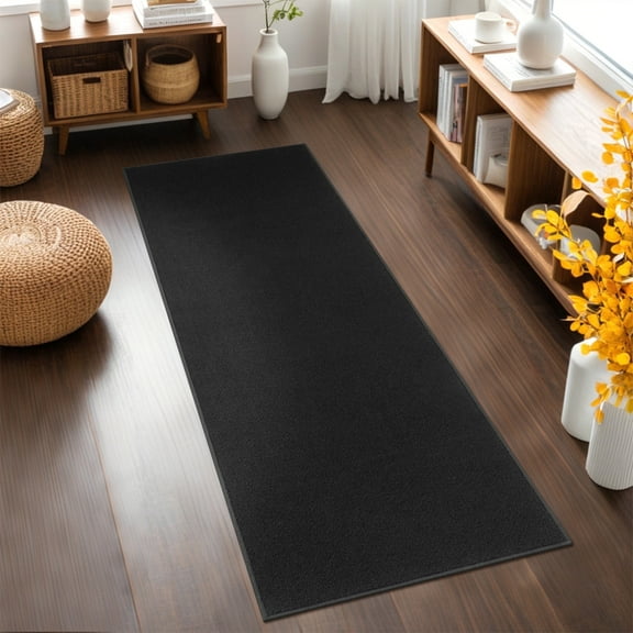 MeyJey 2'x6' Runner Rug Non Slip Washable Farmhouse Hallway Rug for Kitchen/Laundry Room, Black