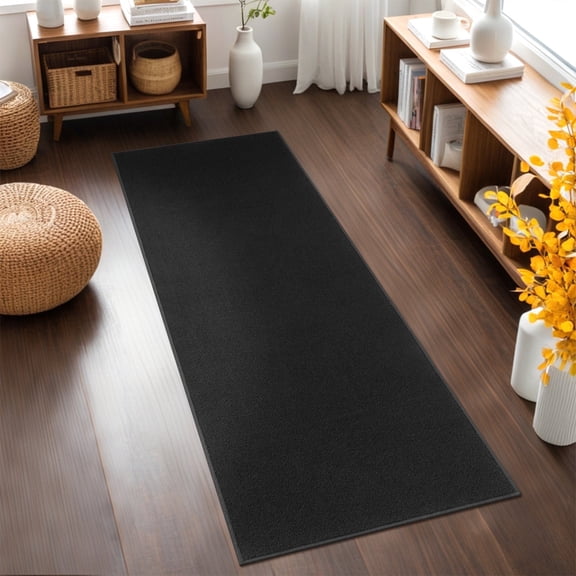 MeyJey 2'x6' Runner Rug Non Slip Washable Farmhouse Hallway Rug for Kitchen/Laundry Room, Black
