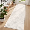 thumbnail image 1 of MeyJey 3'x8' Runner Rug for Hallways, Non Slip Modern Jacquard Textured Rugs Soft Geometric Rug for Entryway Bathroom Laundry Dorm, Beige, 1 of 15