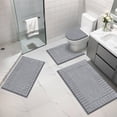 thumbnail image 1 of MeyJey Bathroom Rugs Set of 4 Piece, Bath Mats, Microfiber Non Slip Shaggy Ultra Soft Bathroom Runner with U Shaped Contour Toilet Mat for Bathroom, Shower Inside Floor, Gray, 1 of 16