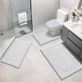 thumbnail image 1 of MeyJey Bathroom Rugs Set of 4 Piece, Bath Mats, Microfiber Non Slip Shaggy Ultra Soft Bathroom Runner with U Shaped Contour Toilet Mat for Bathroom, Shower Inside Floor, White, 1 of 15