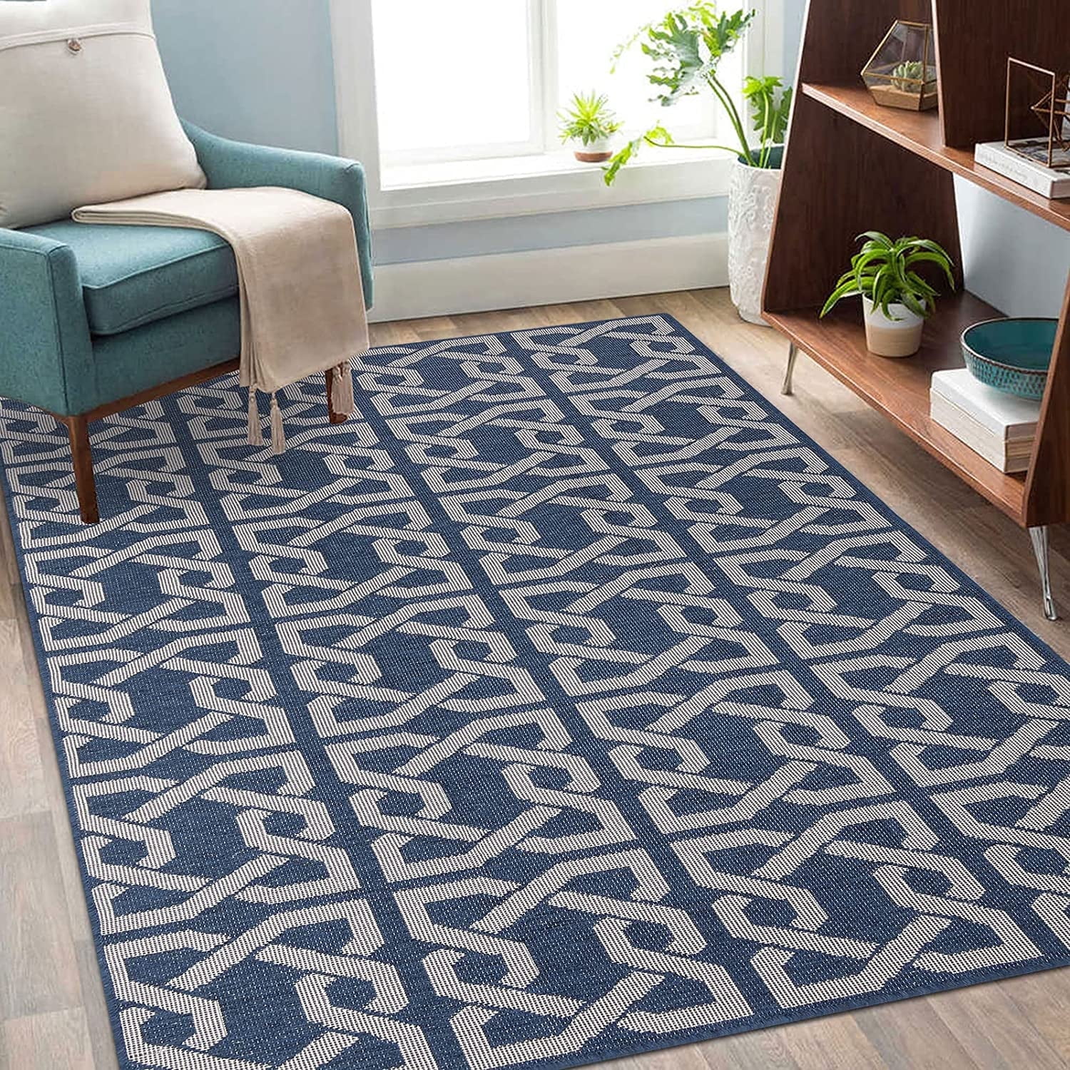 MeyJey Living Room Area Rug 4'x6', Non Slip Machine Washable Rugs