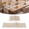 thumbnail image 1 of MeyJey Table Runner and Placemats Set of 4, Washable Fabric Rectangle Dining Table Mats with Tassels for Dining Tables, Kitchen, Brown, 1 of 10