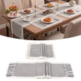 thumbnail image 1 of MeyJey Table Runner and Placemats Set of 4, Washable Fabric Rectangle Dining Table Mats with Tassels for Dining Tables, Kitchen, Gray, 1 of 10