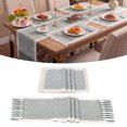 thumbnail image 1 of MeyJey Table Runner and Placemats Set of 4, Washable Fabric Rectangle Dining Table Mats with Tassels for Dining Tables, Kitchen, Green, 1 of 10