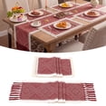 thumbnail image 1 of MeyJey Table Runner and Placemats Set of 4, Washable Fabric Rectangle Dining Table Mats with Tassels for Dining Tables, Kitchen, Red, 1 of 10