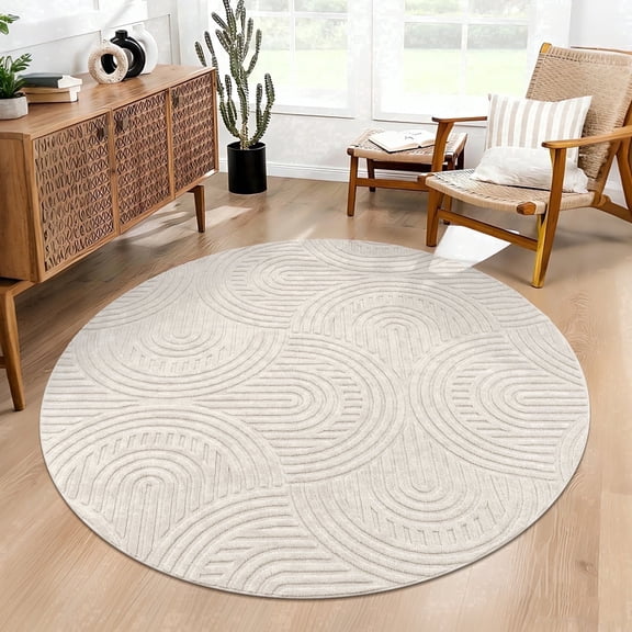 MeyJey 6'x6' Area Rug for Living Room Moder Machine Washable Rugs for Bedroom Dinning Room Office Decor Non-Slip Soft Carpet, light camel
