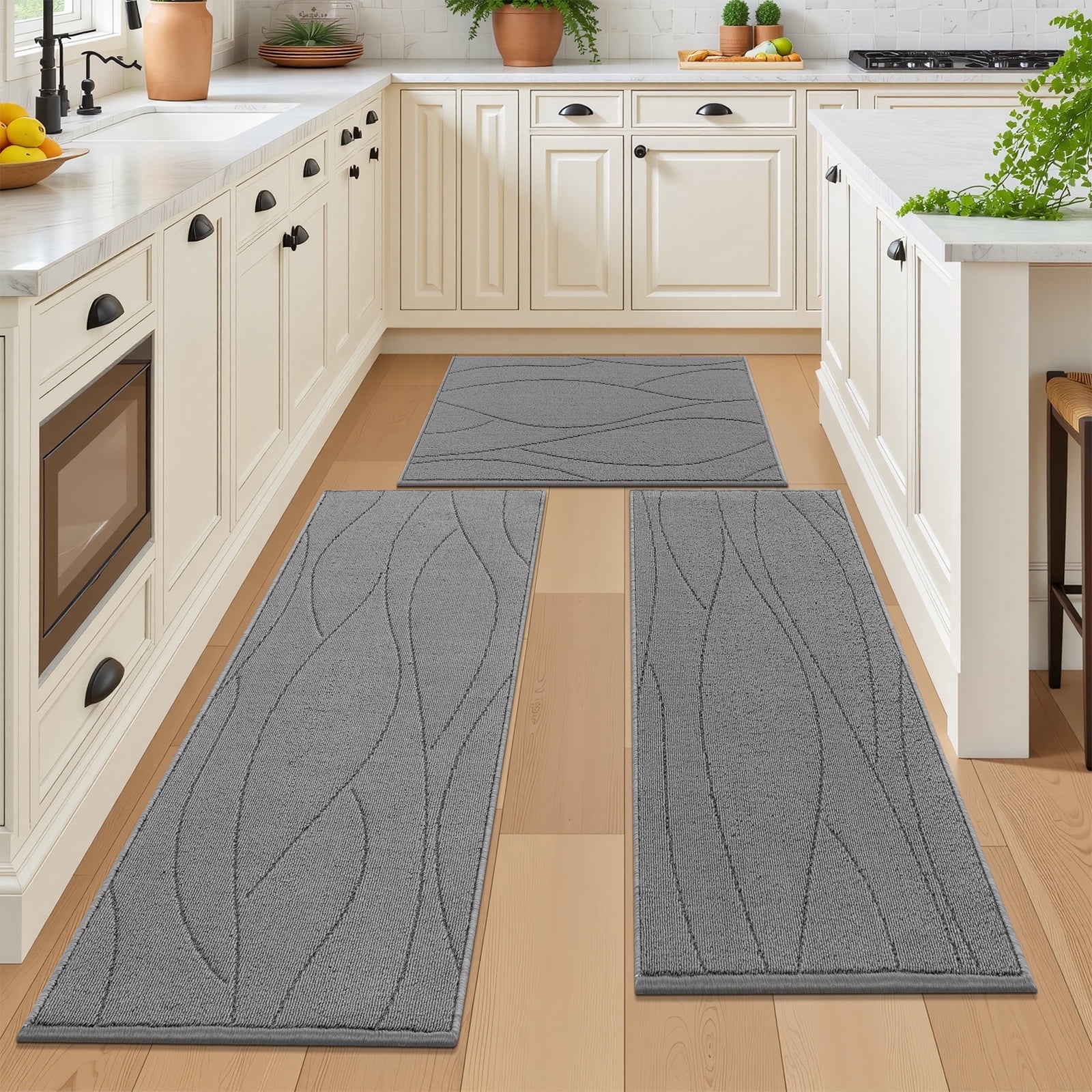 Funky Kitchen Rugs MeyJey Abstract Kitchen Rugs Sets of 3, Non Slip Washable Kitchen Mats ...