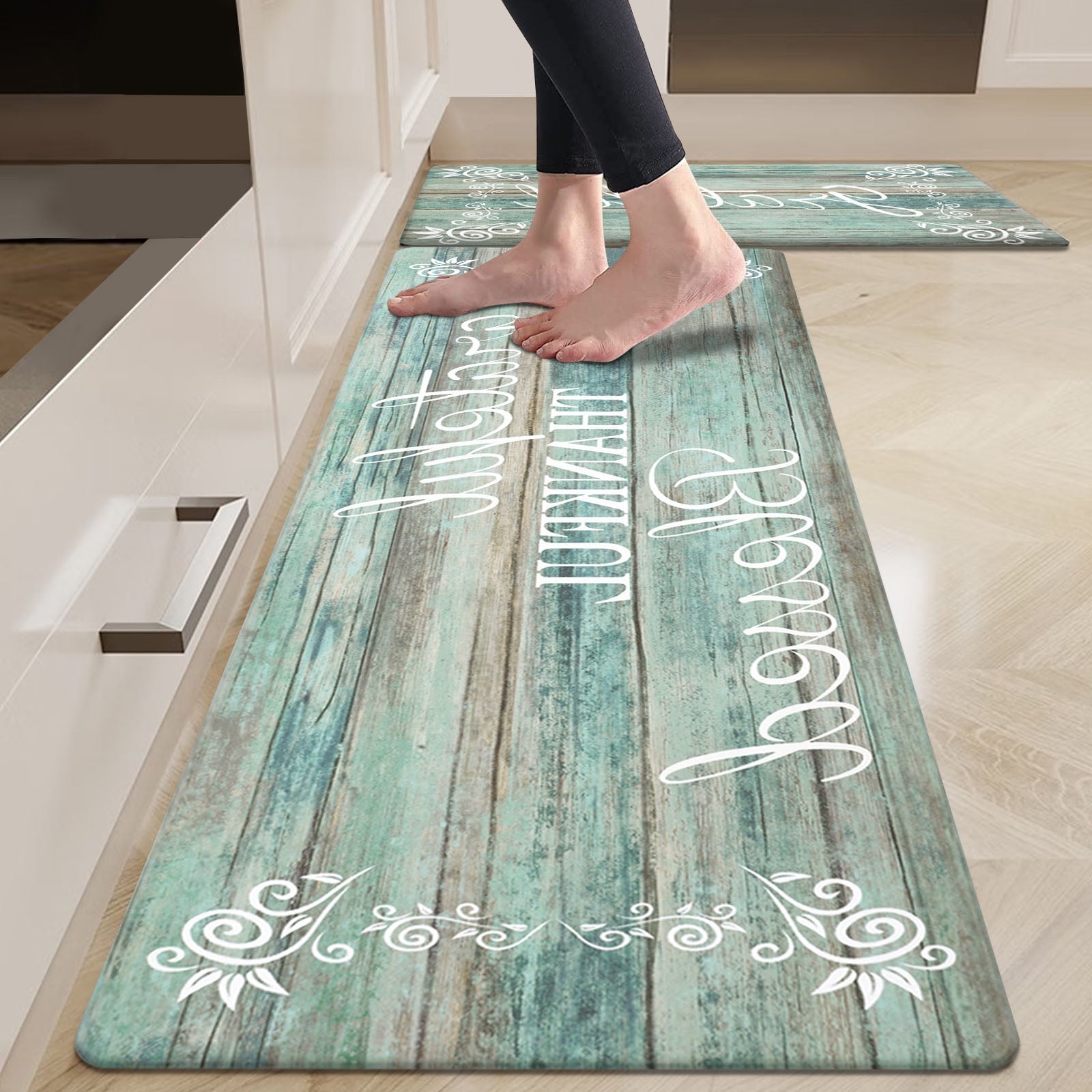 MeyJey Anti Fatigue Kitchen Rug Set 2 Piece, NonSlip Waterproof
